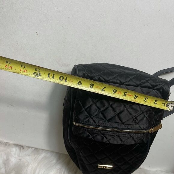 Aldo black satin quilted small backpack pre owned - Picture 8 of 12